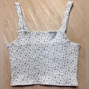 American Eagle Outfitters White Floral Crop Top